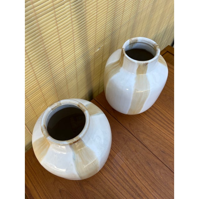 A Pair of Mid-Century Modern Two-Tone Studio Pottery Ceramic Vases.Circa 1970s For Sale In Miami - Image 6 of 18