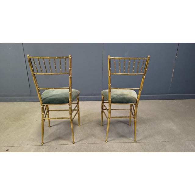 Gold Brass Faux Bamboo Chairs, 1960s, Set of 2 For Sale - Image 8 of 13