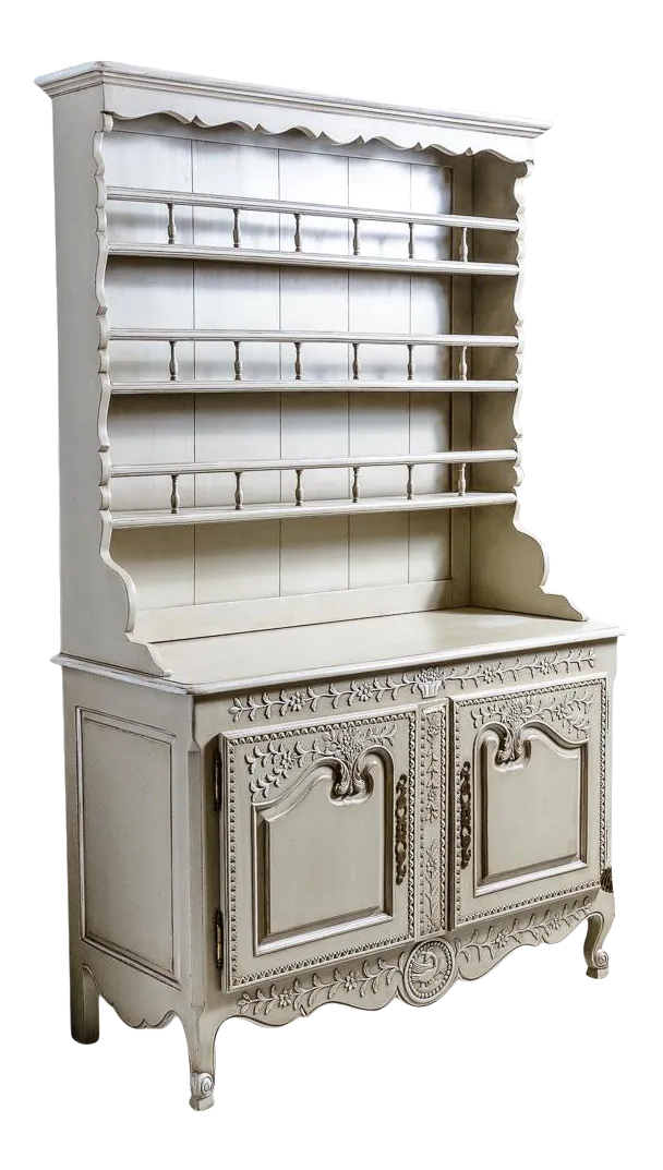 Painted French Grey Dresser and Rack | Chairish