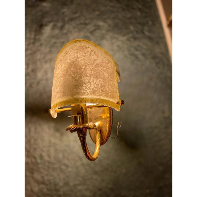 Gold Murano Glass and Brass Sconces, 1980s, Set of 2 For Sale - Image 8 of 10