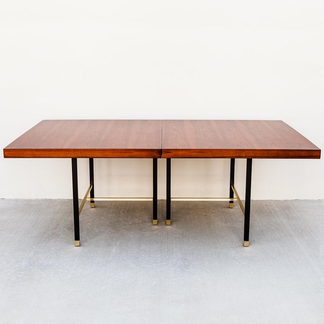 1950s Harvey Probber Rosewood & Brass Dining Table For Sale - Image 10 of 12