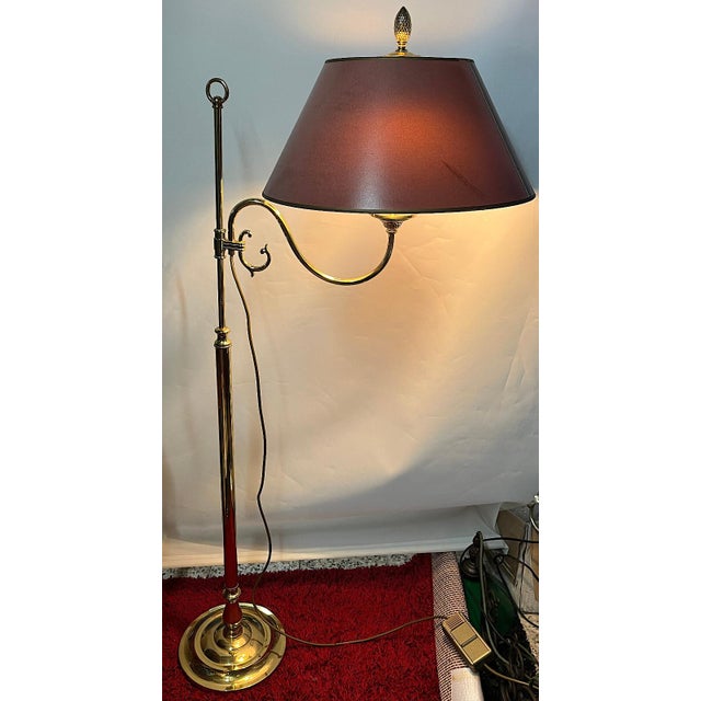 Vintage Brass Floor Lamp with Fabric Shade from Schulz & Adam, 1960s For Sale - Image 10 of 12