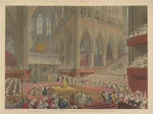 Dubourg, George IV's Coronation at Westminster Abbey, 1822, Hand-Coloured Engraving