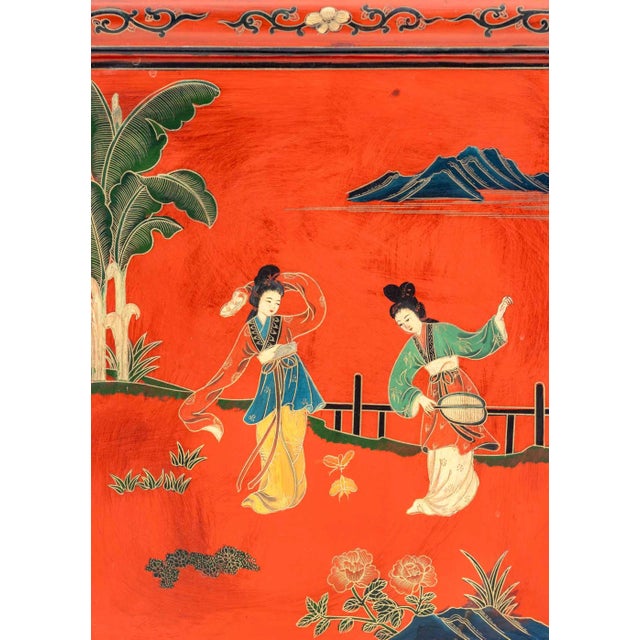 Mid 20th Century Chinese Red Lacquered Cabinet on Stand For Sale - Image 5 of 10
