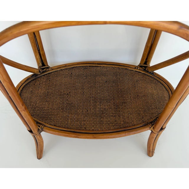 Vintage Rattan Grasscloth Oval Removable Tray Top Table For Sale - Image 9 of 10