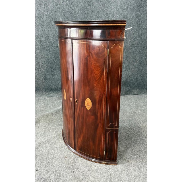 18th Century 18th Century Inlaid Mahogany Hanging Corner Cabinet For Sale - Image 5 of 10