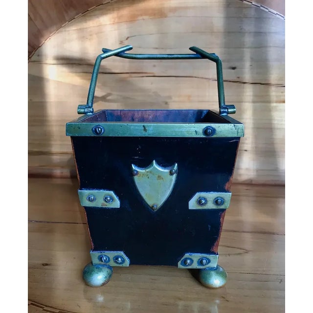 Wood Regency Cachepot of Brass and Black Lacquer For Sale - Image 7 of 12