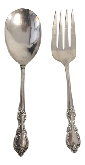 Rose Pattern Serving Utensils Fork & Knife - A Pair