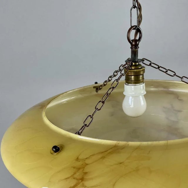 Marbled Opaline and Burnished Brass Pendant, Germany, 1930s For Sale - Image 12 of 17