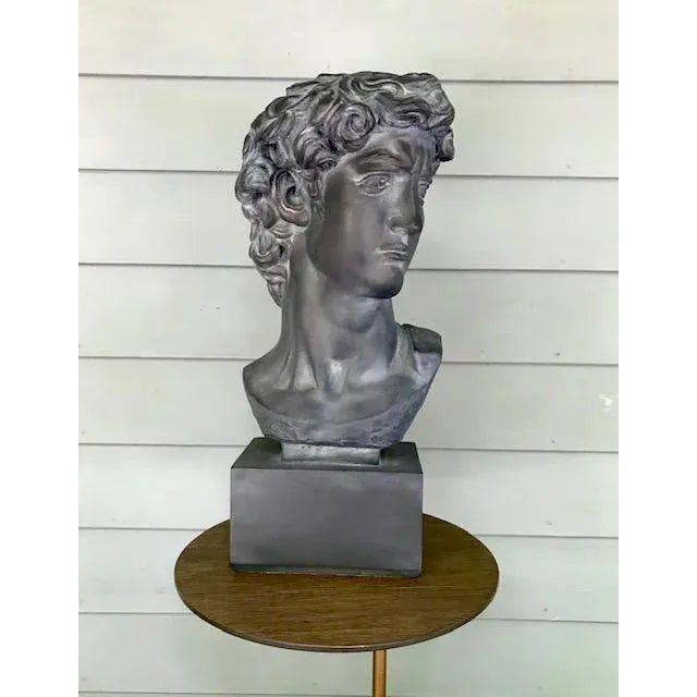 20th Century Plaster, Concrete & Resin Bust of David For Sale - Image 12 of 12