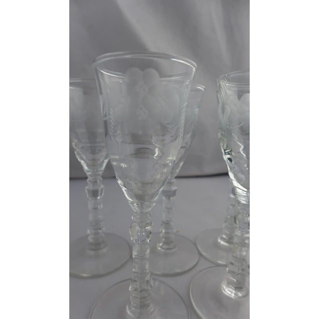 Libbey Etched Cordial Glasses- Set of 5 For Sale - Image 9 of 9