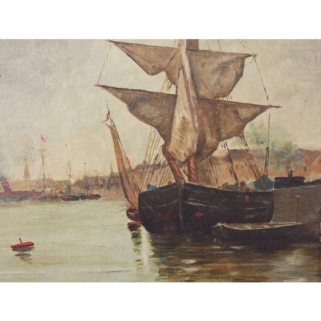 Unknown, Painting Sailboat on a Calm Sea, 1890, Oil on Canvas For Sale - Image 9 of 13