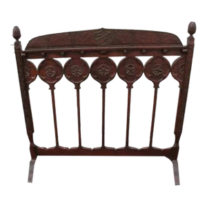 Spanish Revival Hand Crafted Cherry Fire Screen, 19th Century