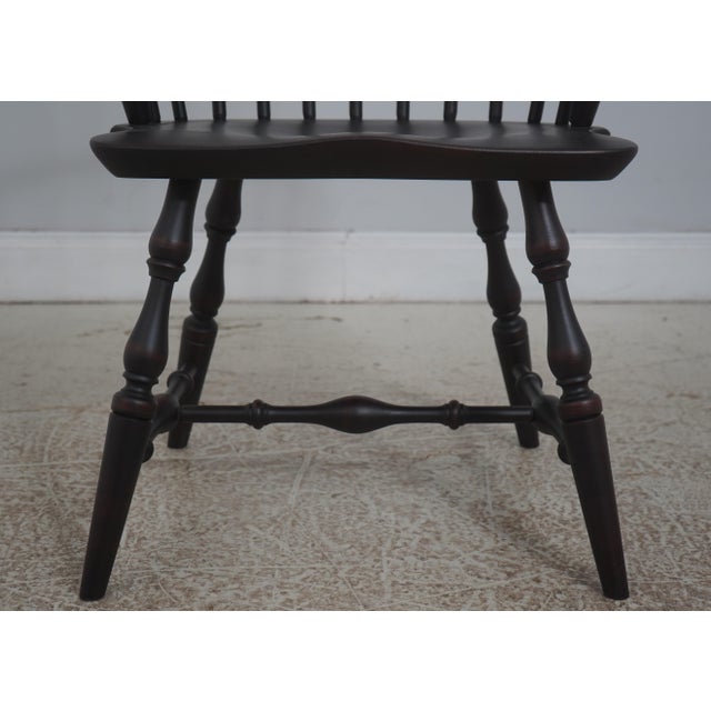 Set of 8 Black Crackle Painted Finish Windsor Dining Room Chairs For Sale - Image 11 of 18