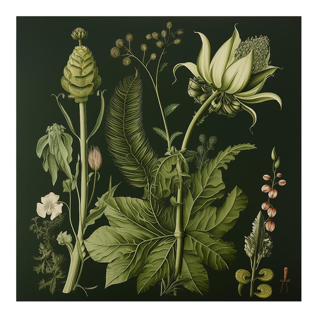 Dark Green Antique Botanical Garden Study No. 11 - Natural History Fine Art Print For Sale