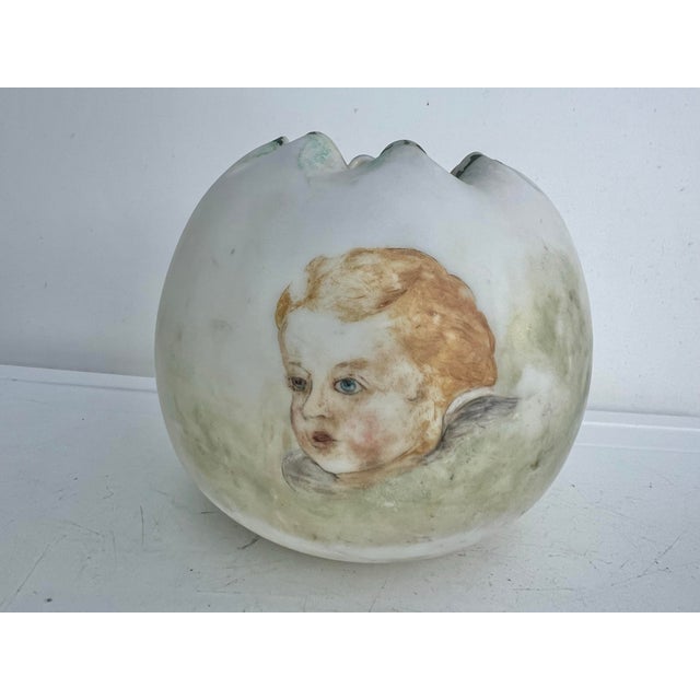 Antique Cherub Glass Rose Bowl , Vase, Candle Holder For Sale - Image 4 of 8