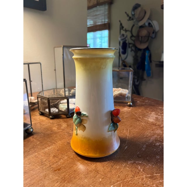 Late 20th Century Japanese Hand Painted Trico Flower Vase, Nagoya Japan