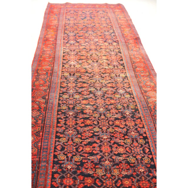 Boho Chic Vintage Fruit Punch, Charcoal & Indigo Runner Rug , 4.2 x 13.4 For Sale - Image 3 of 11