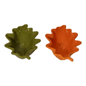 Dei Dennis East International Leaf Shaped Oval Snack Serving Trays- Set of 2
