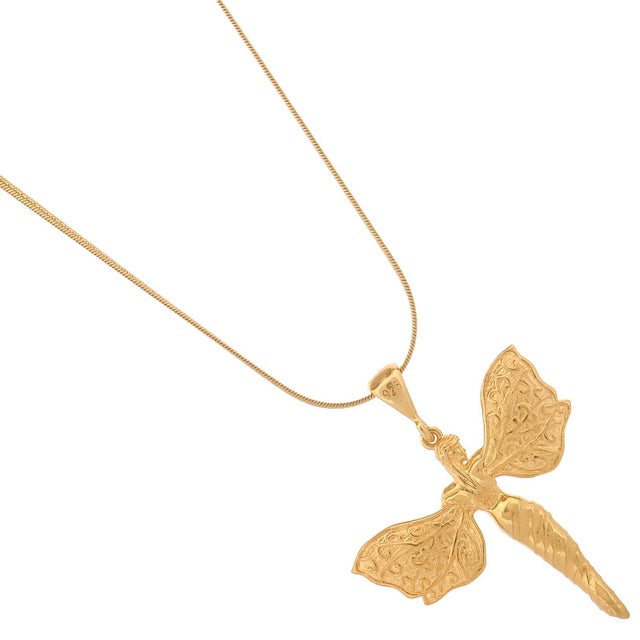 Modern Heavenly Guardian Gold Vermeil Necklace For Sale - Image 3 of 12