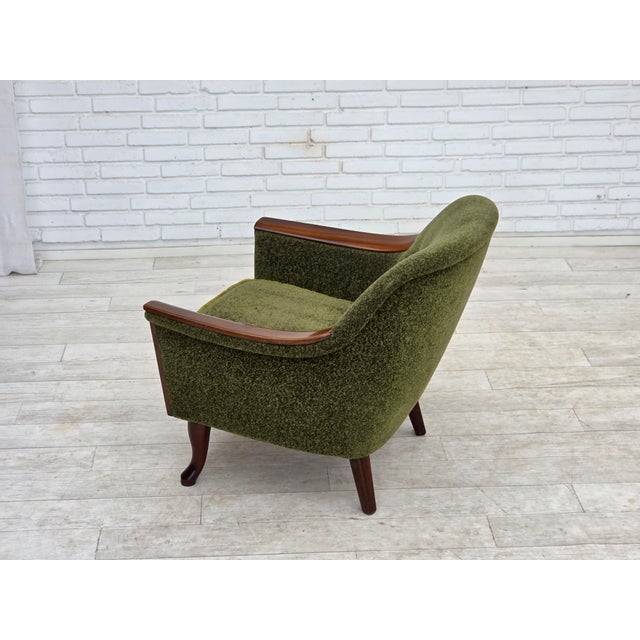 Green Norwegian Armchair in Green Furniture Fabric and Teak Wood, 1970s For Sale - Image 8 of 18
