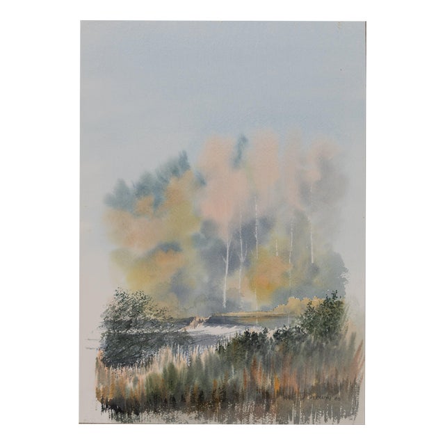 Jacques Noury, Landscape, Watercolor For Sale