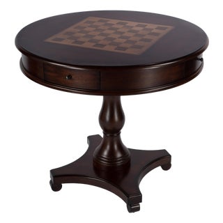 Fredrik 34 in. W Round Wood Pedestal Base Game table, Cherry For Sale