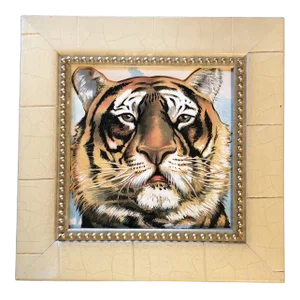 Original Vintage Tiger Chromolithograph Print Framed