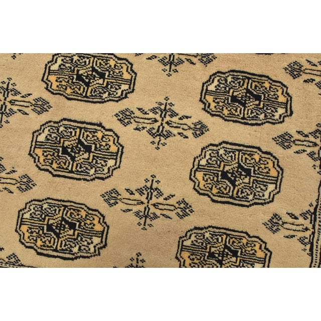 Bokhara Rug 5’1” X 7’10” Beige Wool Tribal Hand-Knotted Oriental Carpet For Sale - Image 4 of 12