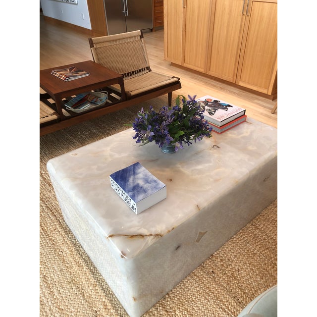 Gemstone Rare Custom Steve Chase Onyx Coffee Table Vintage Modern 1980's Genuine Onyx 48" X 30" X 18" For Sale - Image 7 of 12