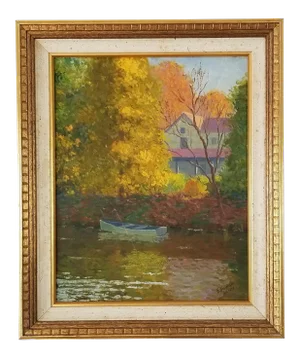 1934 H Westphalen Rural Autumn Landscape Oil Painting