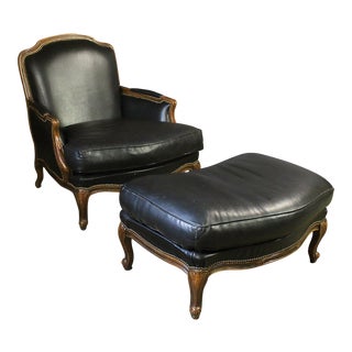 1940s Vintage Regency Armchair and Ottoman For Sale