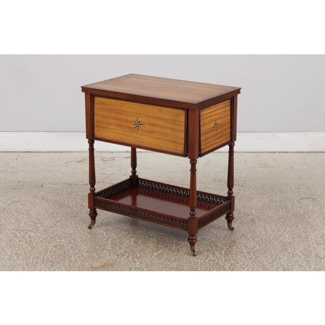 Age: Approx. 20 Years Old Details: Neoclassical Design Stunning Satinwood & Mahogany w. Ebonized Inlays Intricate Pierce...