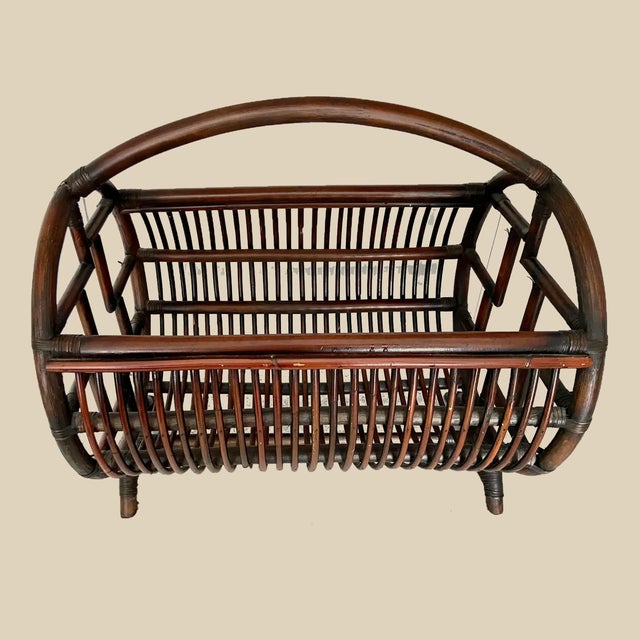 Wood Vintage Bentwood Brighton Pavilion Chinese Chippendale Bamboo Storage Catch-All For Sale - Image 7 of 9