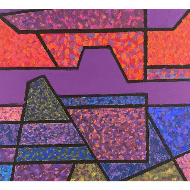 Edgard Pillet, French Post War Geometric Abstract Oil Painting Kinetic Op Art Edgard Pillet, 1991 For Sale In Miami - Image 6 of 12