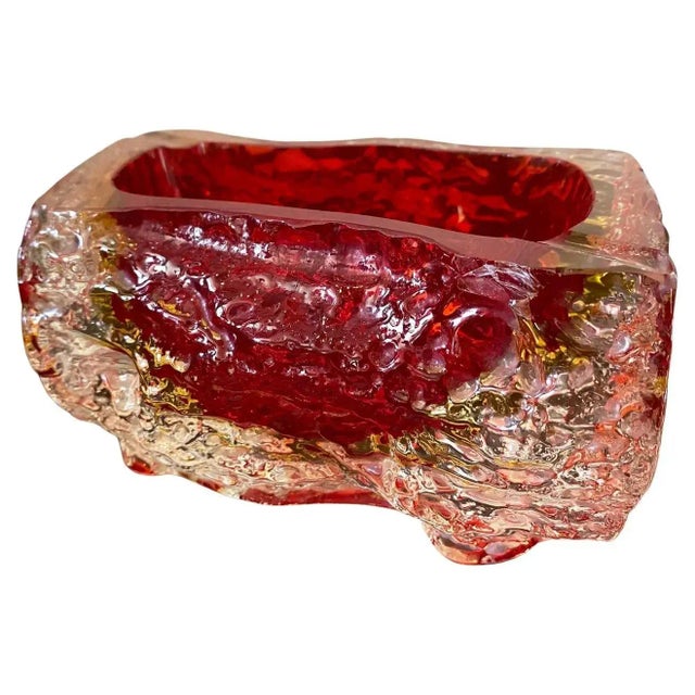 Modern 1970s Mandruzzato Modernist Red Sommerso Murano Glass Ashtray For Sale - Image 3 of 10