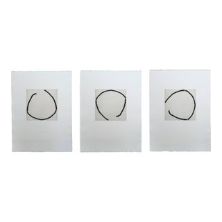 Contemporary Abstract Engravings Printed on Deckle-Edged BFK Rives Paper "162r13061 1-2-3" by Pierre Muckensturm For Sale