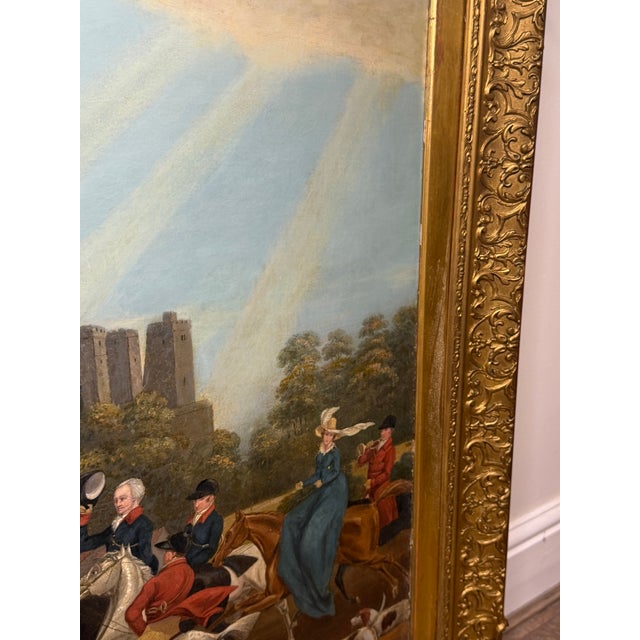 Large Mid 19th Century Oil Painting King George III Returning From Hunting Before Windsor Castle After James Pollard (1792–1867) For Sale - Image 18 of 18