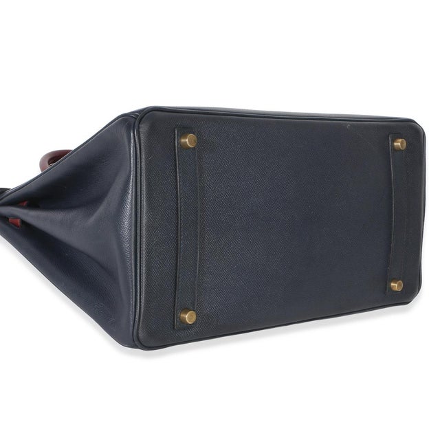 Vintage Rouge H Bleu Marine Courchevel Birkin 35 GHW For Sale In New York - Image 6 of 9