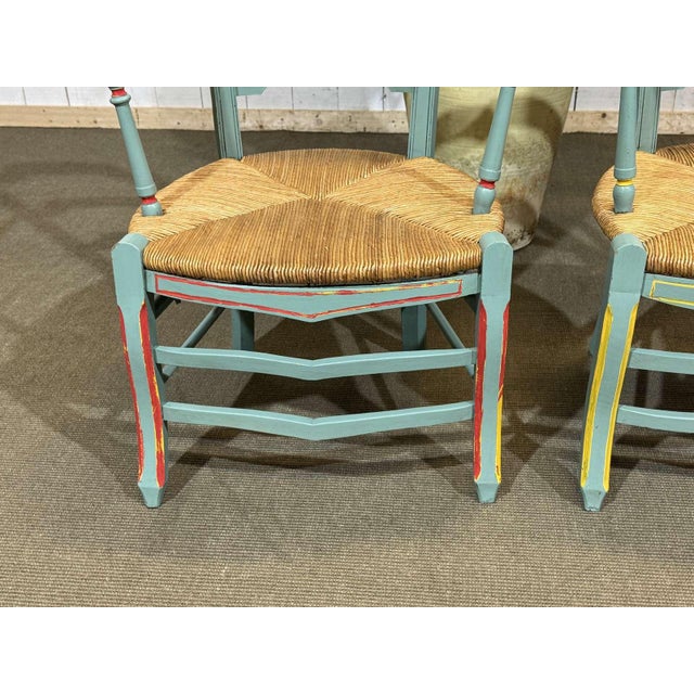 Rustic Beechwood Armchairs with Straw Seats, 1930s, Set of 2 For Sale - Image 5 of 17