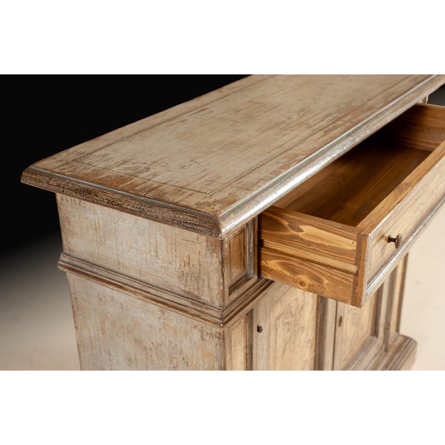 Rustic Handcrafted Italian Rustic Sideboard With Hand-Painted Distressed Finish For Sale - Image 3 of 3