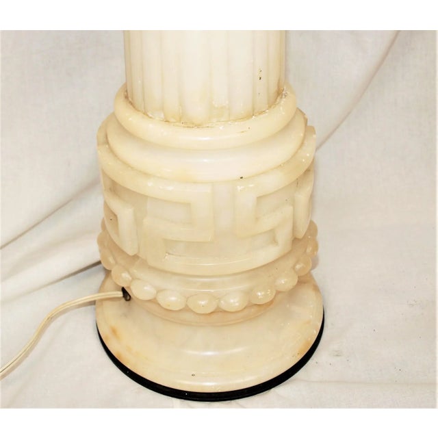 American Antique Large Alabaster Table Lamp With Globe Shade For Sale - Image 3 of 11