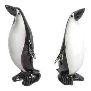 2 Large Penguins Artisan Glass "Cristalleria Stile D'Arte"
