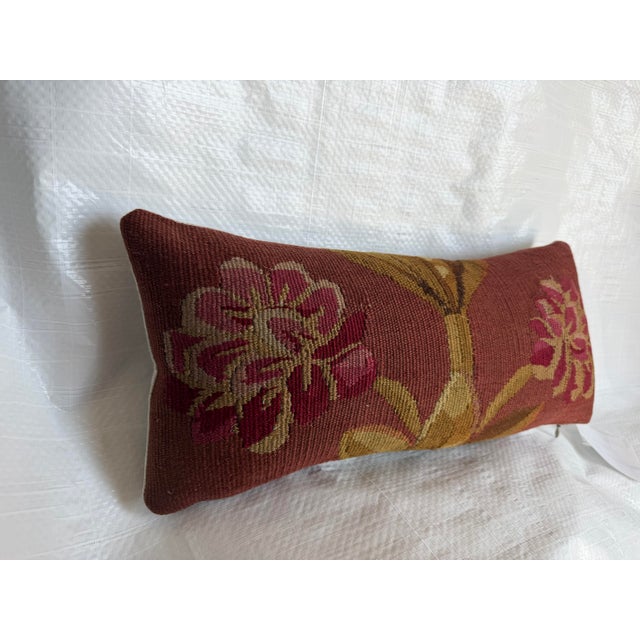 18th Century French Aubusson Floral Pillow For Sale - Image 4 of 7