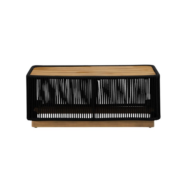 Modern Alpine Teak Outdoor Collection Black Rope Coffee Table For Sale - Image 3 of 8