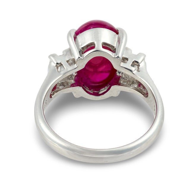 Vintage Gia 5.80 Carat Burma Ruby Platinum Engagement Ring, Size 6 For Sale In Los Angeles - Image 6 of 6