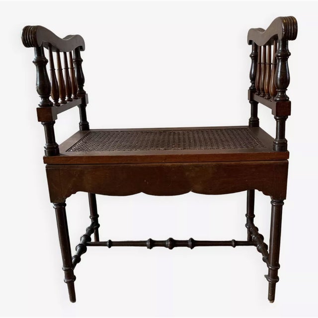 Antique Bench in Wood & Cane, 1890s For Sale - Image 16 of 16