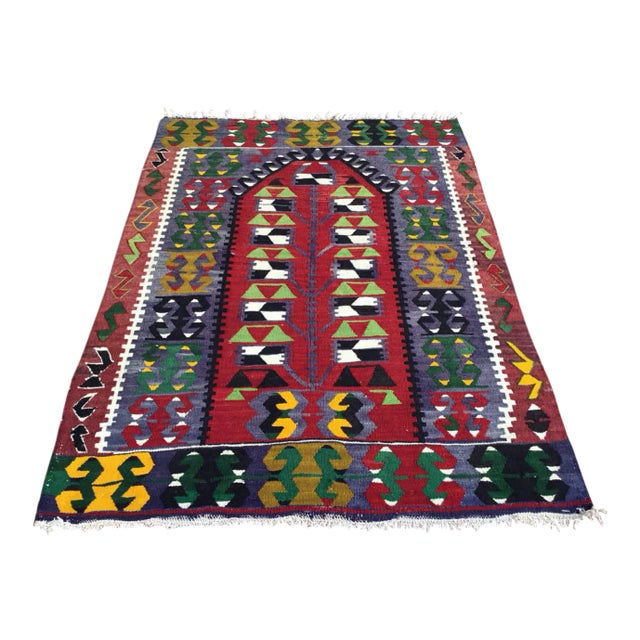 Turkish Kilim Rug - 3'4" X 4'5" For Sale