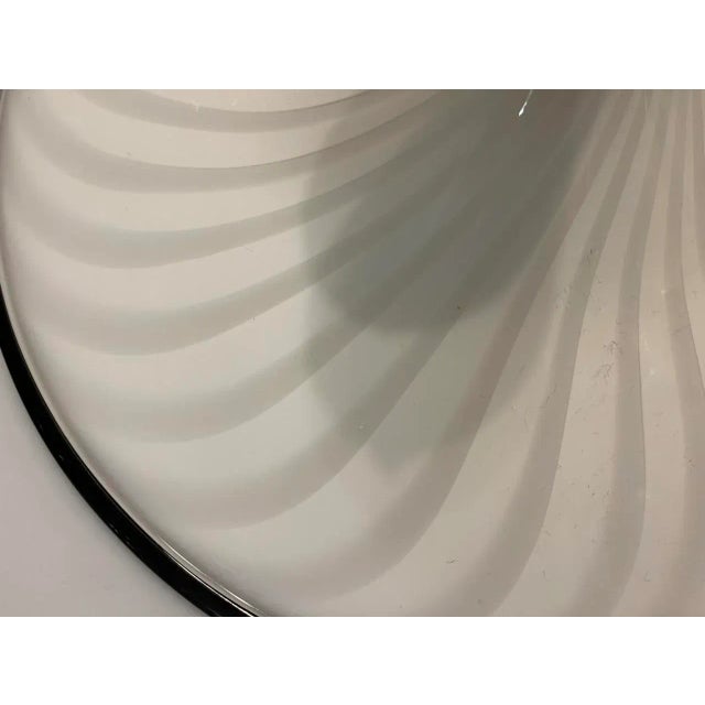 Paolo Venini Large Italian Black & White Murano Glass Light Pendant For Sale - Image 4 of 12