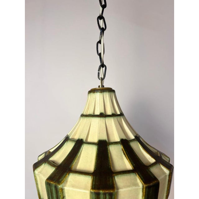 Cream Green Ceramic Pendant Lamp For Sale - Image 9 of 11